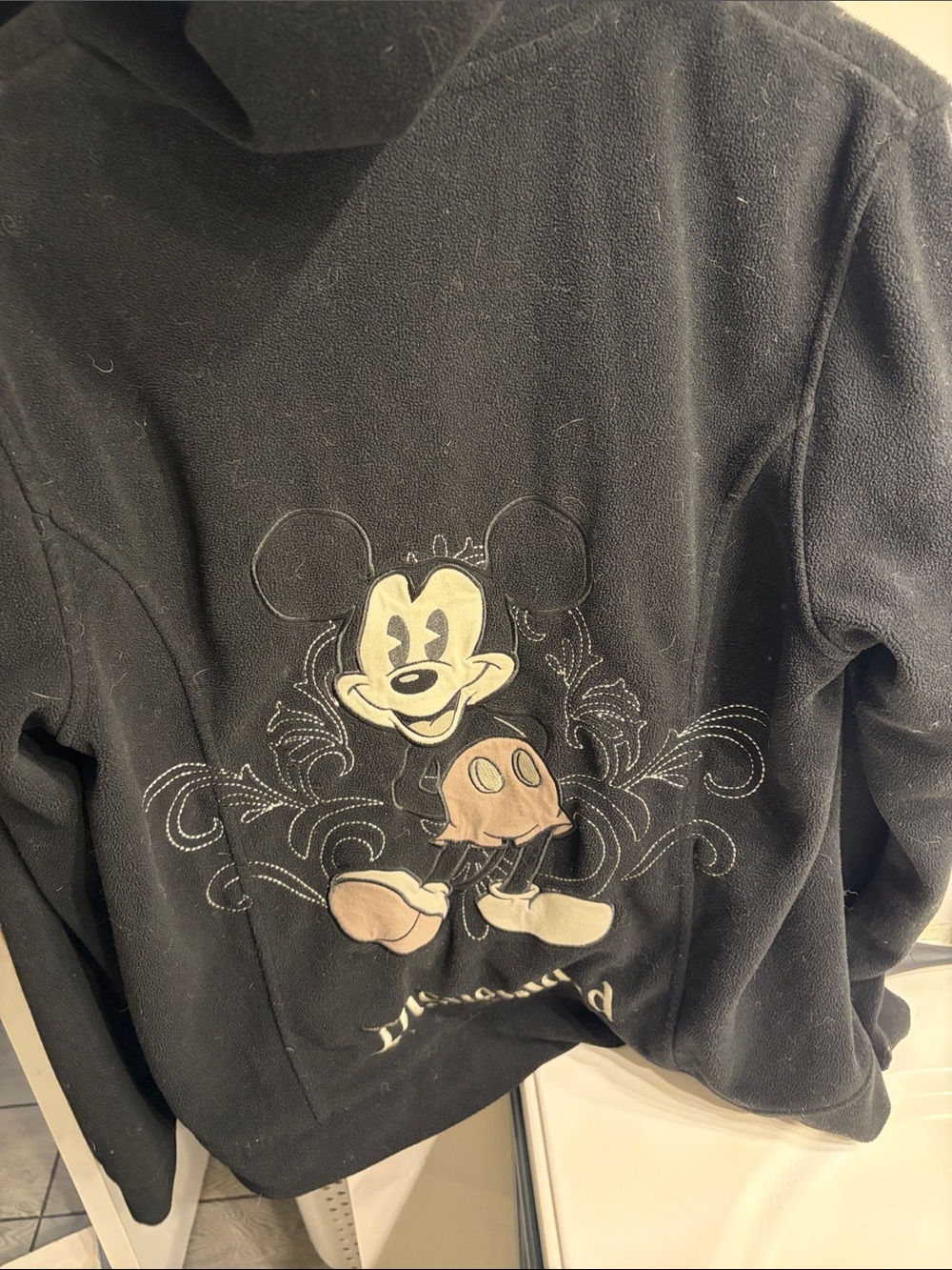 Disney Black Mickey Mouse Hooded Fleece Sweatshirt with Embroidered Graphic